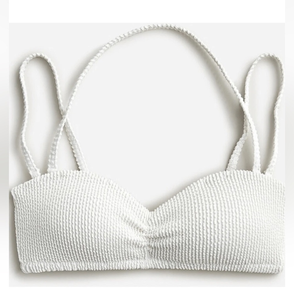 J Crew Textured Bikini Top Sweetheart Convertible Straps. White 3X(22/24) NWT